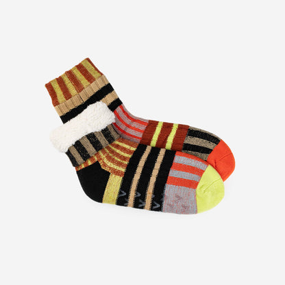 Patchwork Stripe Fleece Lined Knit House Socks