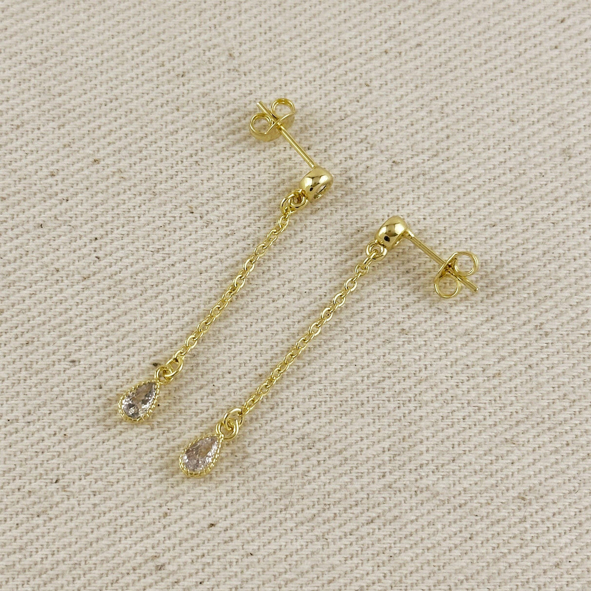 18k Gold Filled Teardrop CZ Dangle Earrings