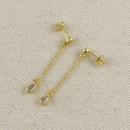 18k Gold Filled Teardrop CZ Dangle Earrings
