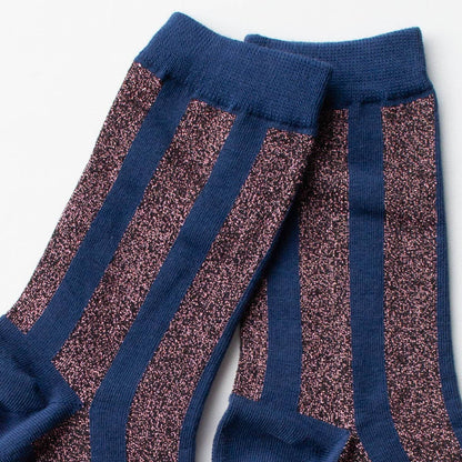 Glitter Vertical Striped Crew Socks