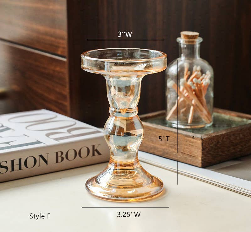 Amber Glass Taper Candle Holder