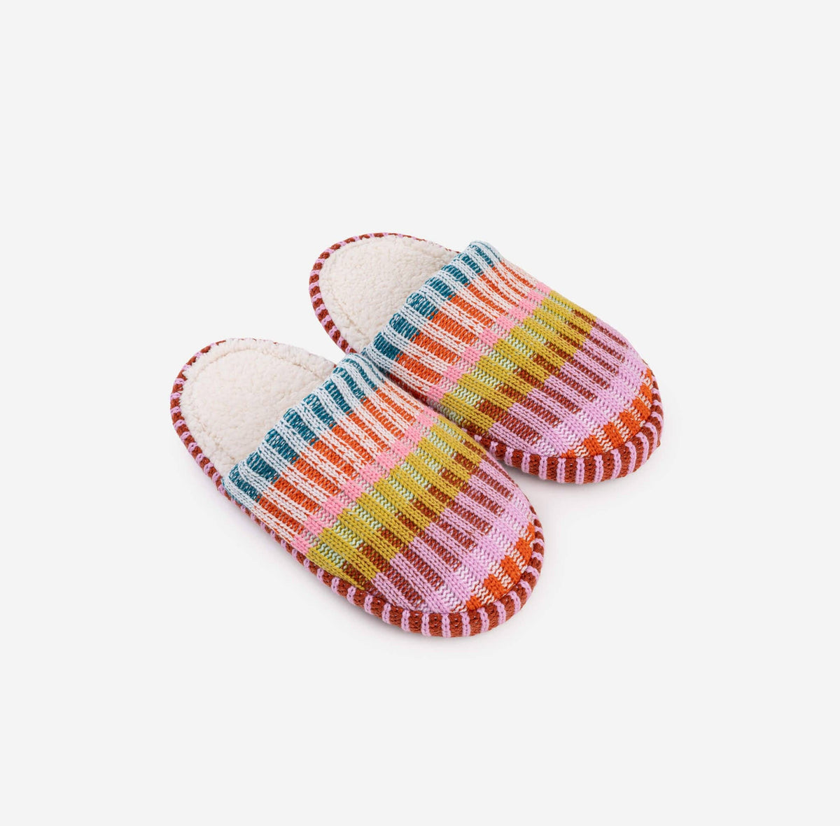 Mosaic Knit Slide Slippers Fleece Lined