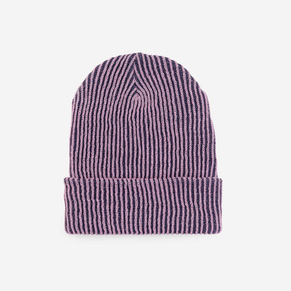 Two-Tone Rib Knit Beanie Unisex One Size