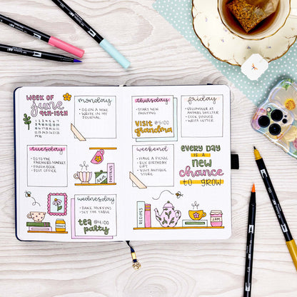 Dual Brush Pen Art Markers, Teatime, 6-Pack