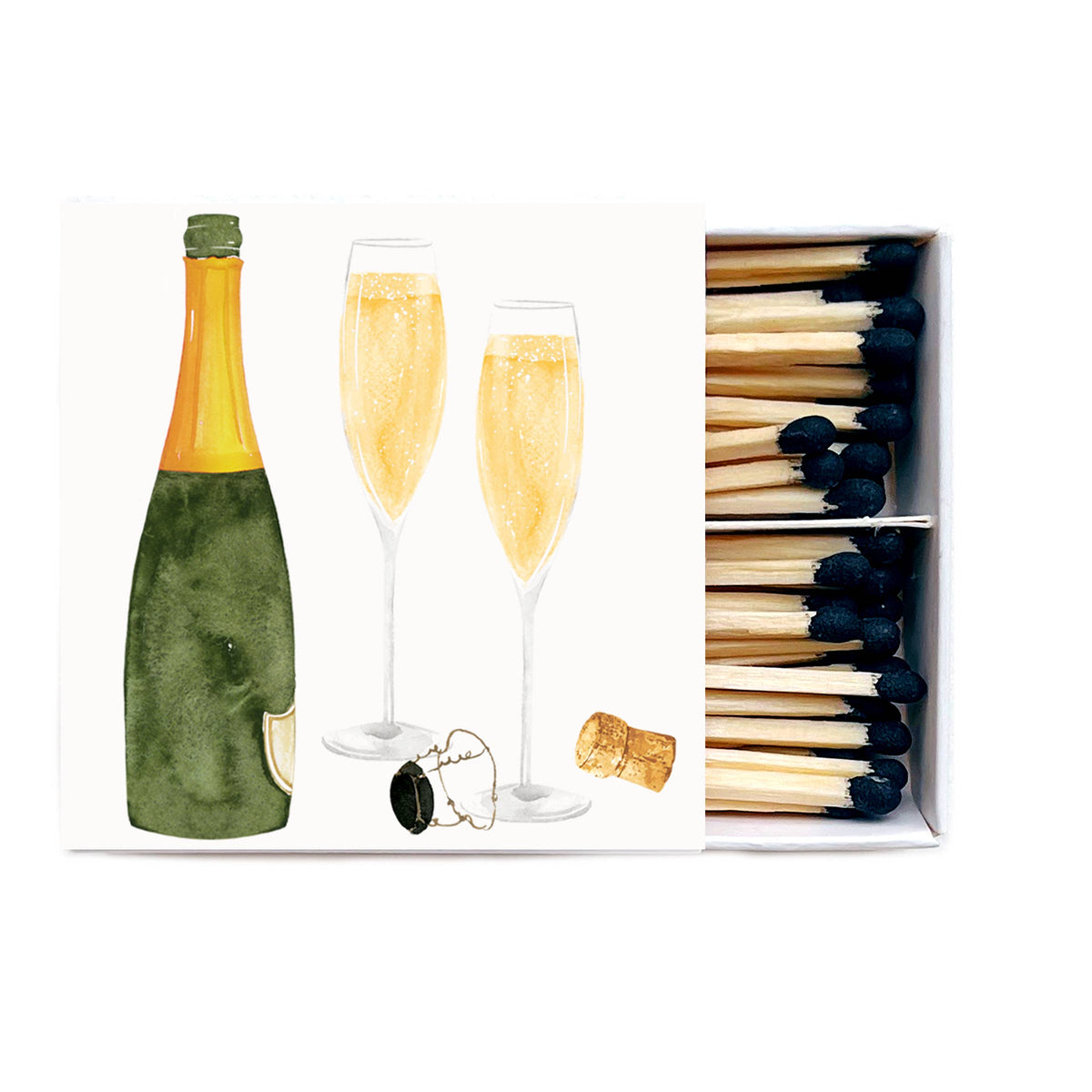 Champagne Hand-Painted Watercolor Matches