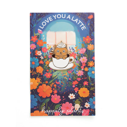 I Love You A Latte Cat Coffee Enamel Pin