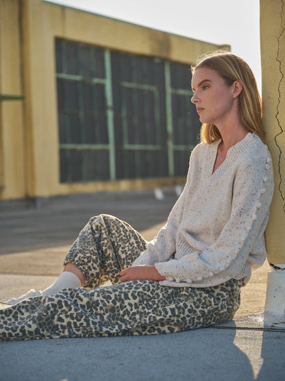 Leopard-Print Drawstring Jogger Pants