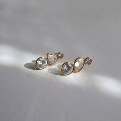 Simone Zirconia Drop Earrings Gold Plated