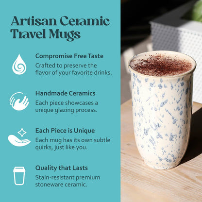 Orchid Speckled Ceramic Travel Mug with Lid, 16 oz