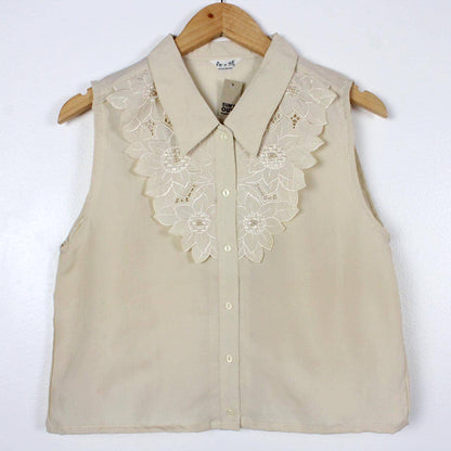 Upcycled Cropped Button-Up Blouse