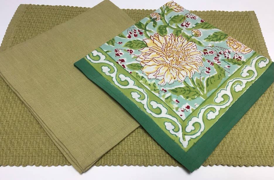 Hand Woven Cotton Placemat, Lemongrass Green