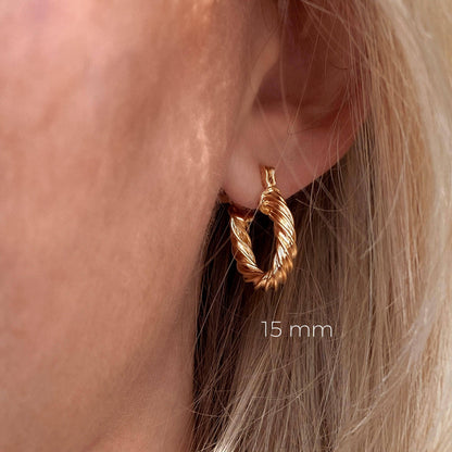 Chunky Twisted 18k Gold Filled Hoop Earrings