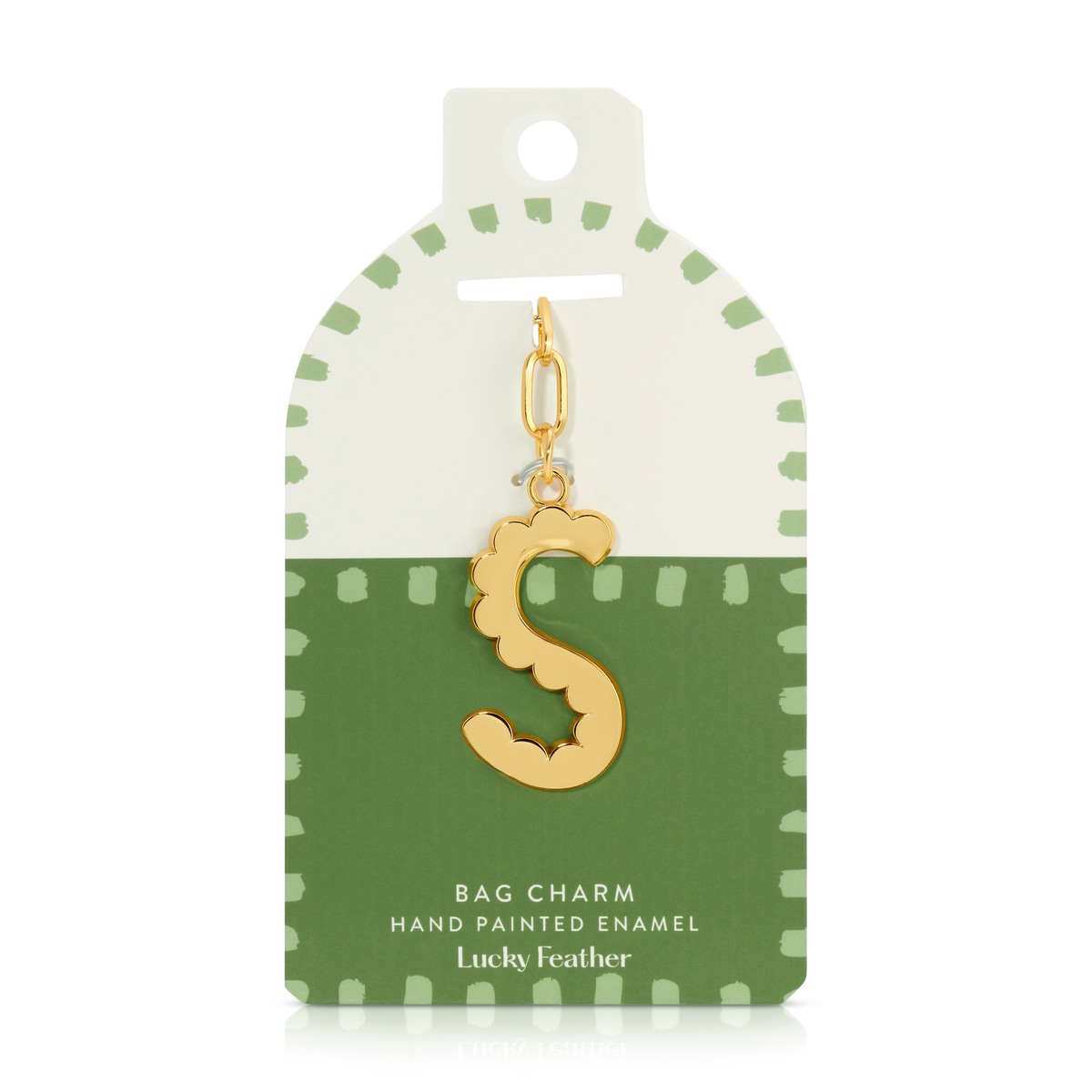 Initial S Enamel Bag Charm Keychain