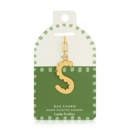 Initial S Enamel Bag Charm Keychain