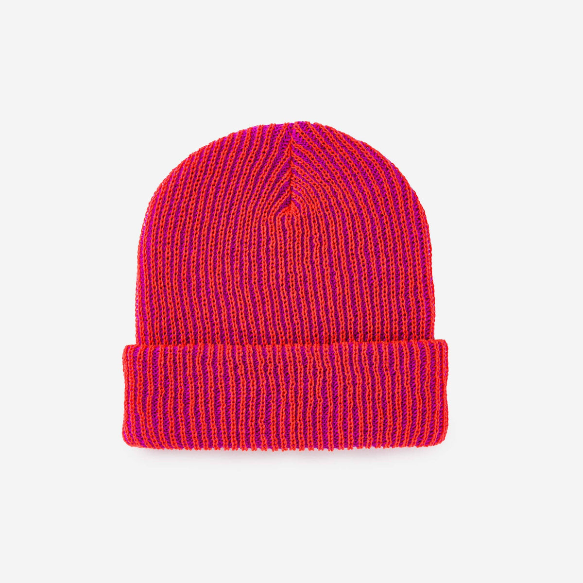 Two-Tone Rib Knit Beanie Unisex One Size