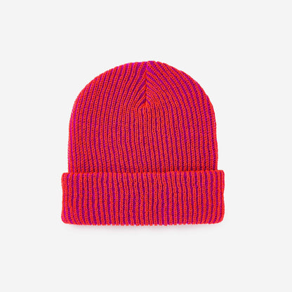 Two-Tone Rib Knit Beanie Unisex One Size
