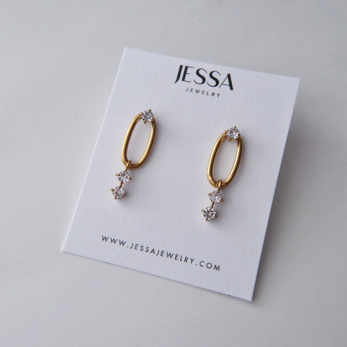 Audrey Gold Hoop Dangle Earrings with CZ