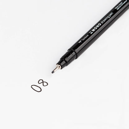 Tombow MONO Black Drawing Pen Six Tip Sizes