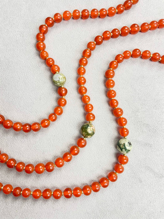 Vintage Rhyolite Orange Beaded Necklace