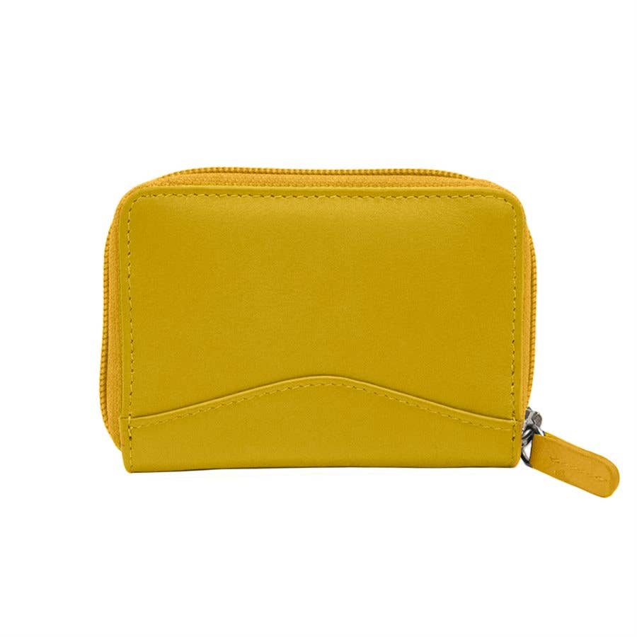 Leather Accordion Card Holder RFID Zip Around Wallet