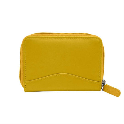 Leather Accordion Card Holder RFID Zip Around Wallet