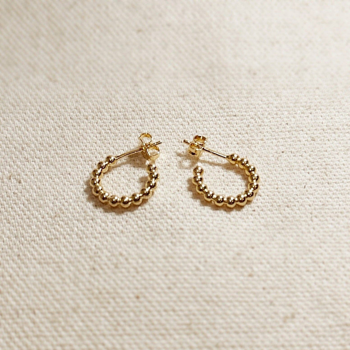 Dainty 18k Gold Filled Beaded Hoop Earrings