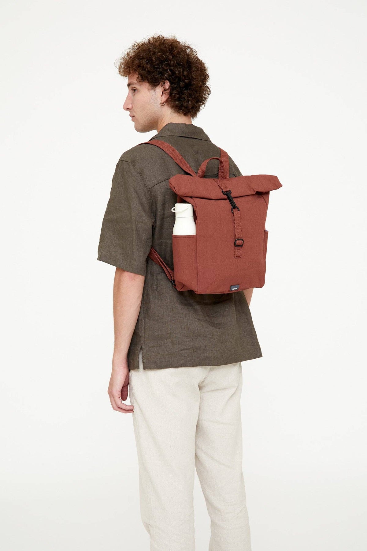 Recycled Roll-Top Mini Backpack, Bronze