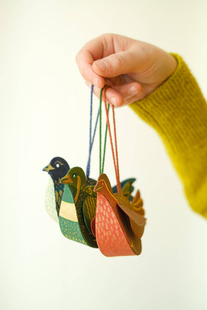 Partridge Screen Printed Paper Christmas Ornament