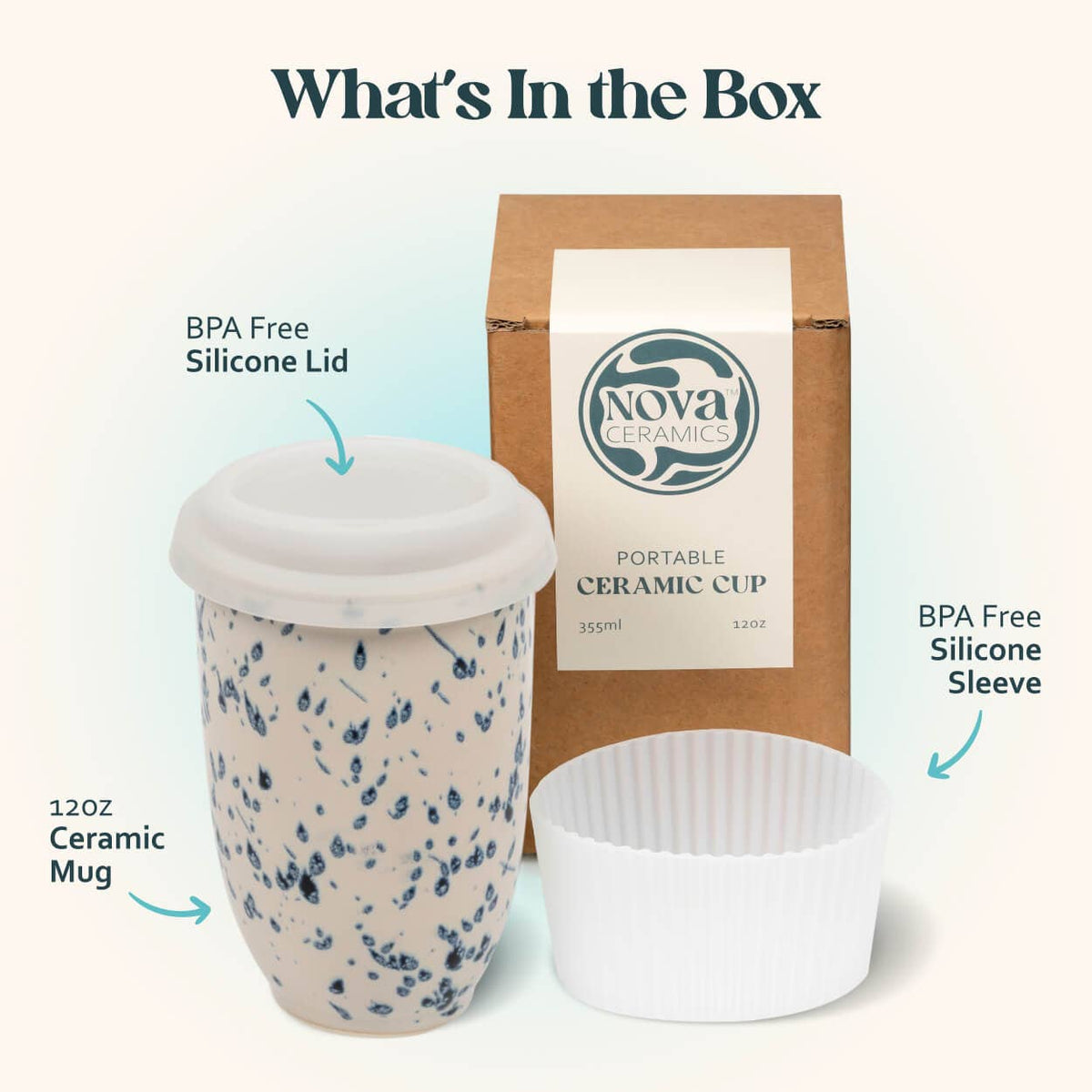 Orchid Blue Speckle 12oz Ceramic Travel Mug
