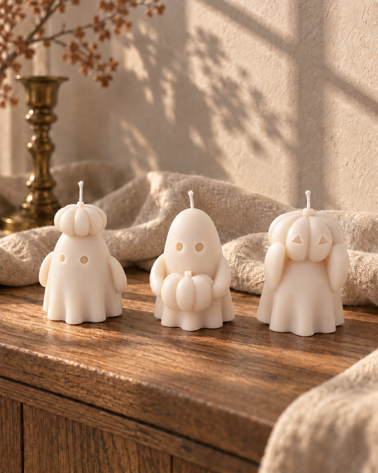 Halloween Ghost Candles Handmade Set of 3