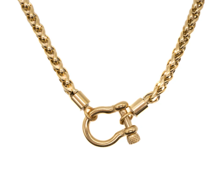 Carabiner horse Bit- Charm-Wheat Chain Stainless Necklace