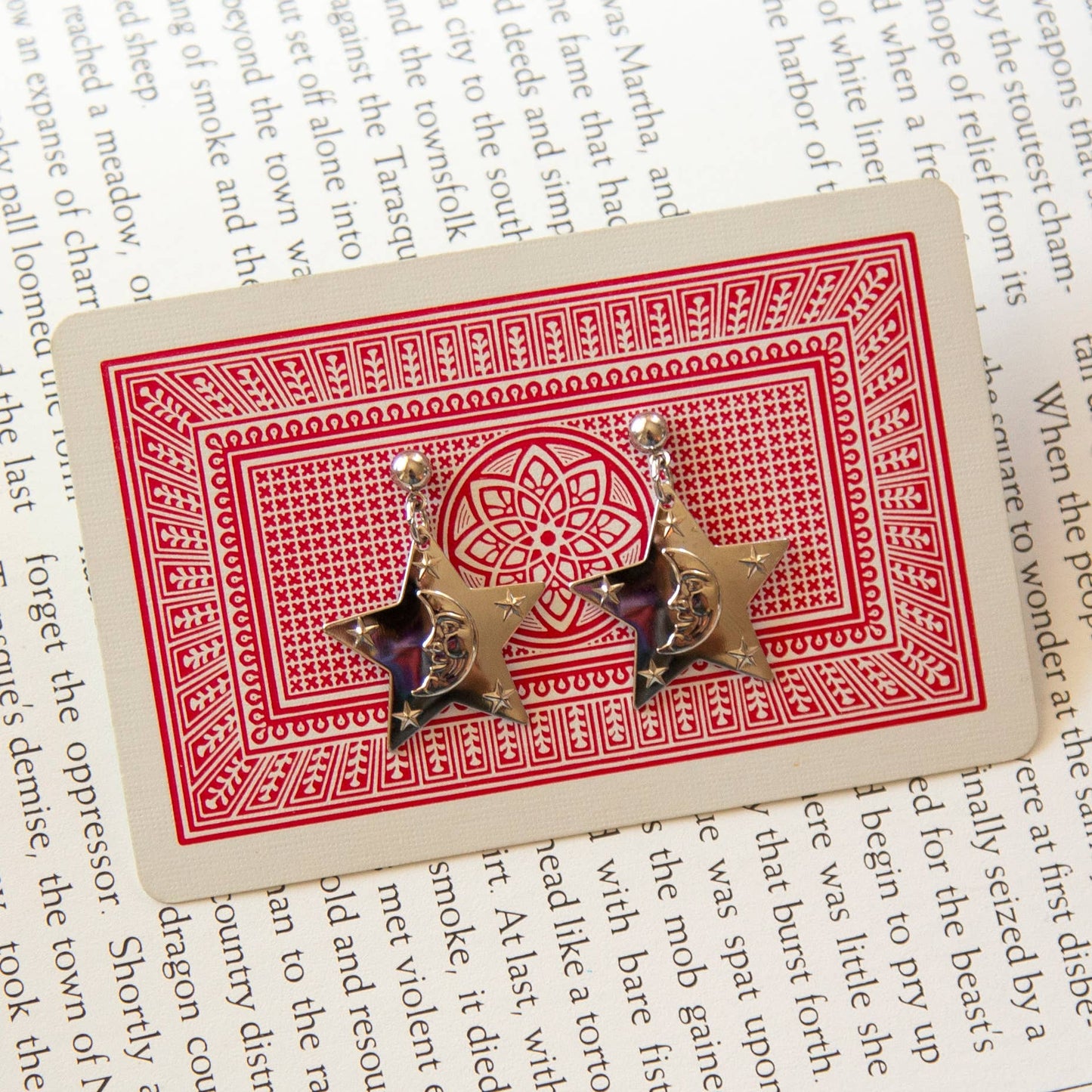 Vintage Silver Moon and Stars Earrings