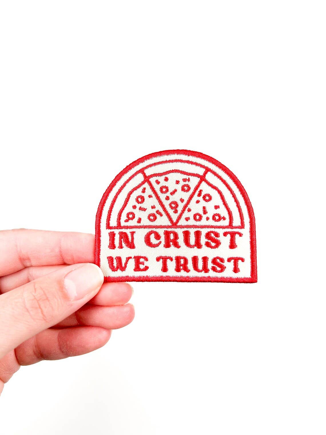 In Crust We Trust Pizza Iron-On Patch