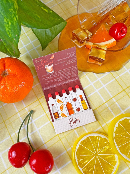 Old Fashioned Recipe Matchbook with Custom Colored Tips