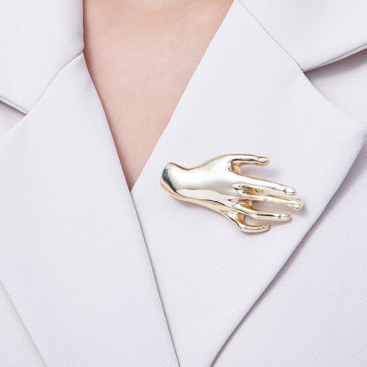 Gold Plated Hand Silhouette Brooch Pin