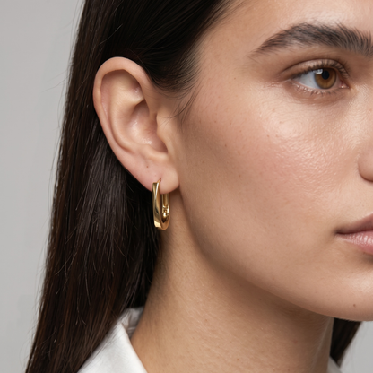 Gold Filled Twist Oblong Hoop Earrings