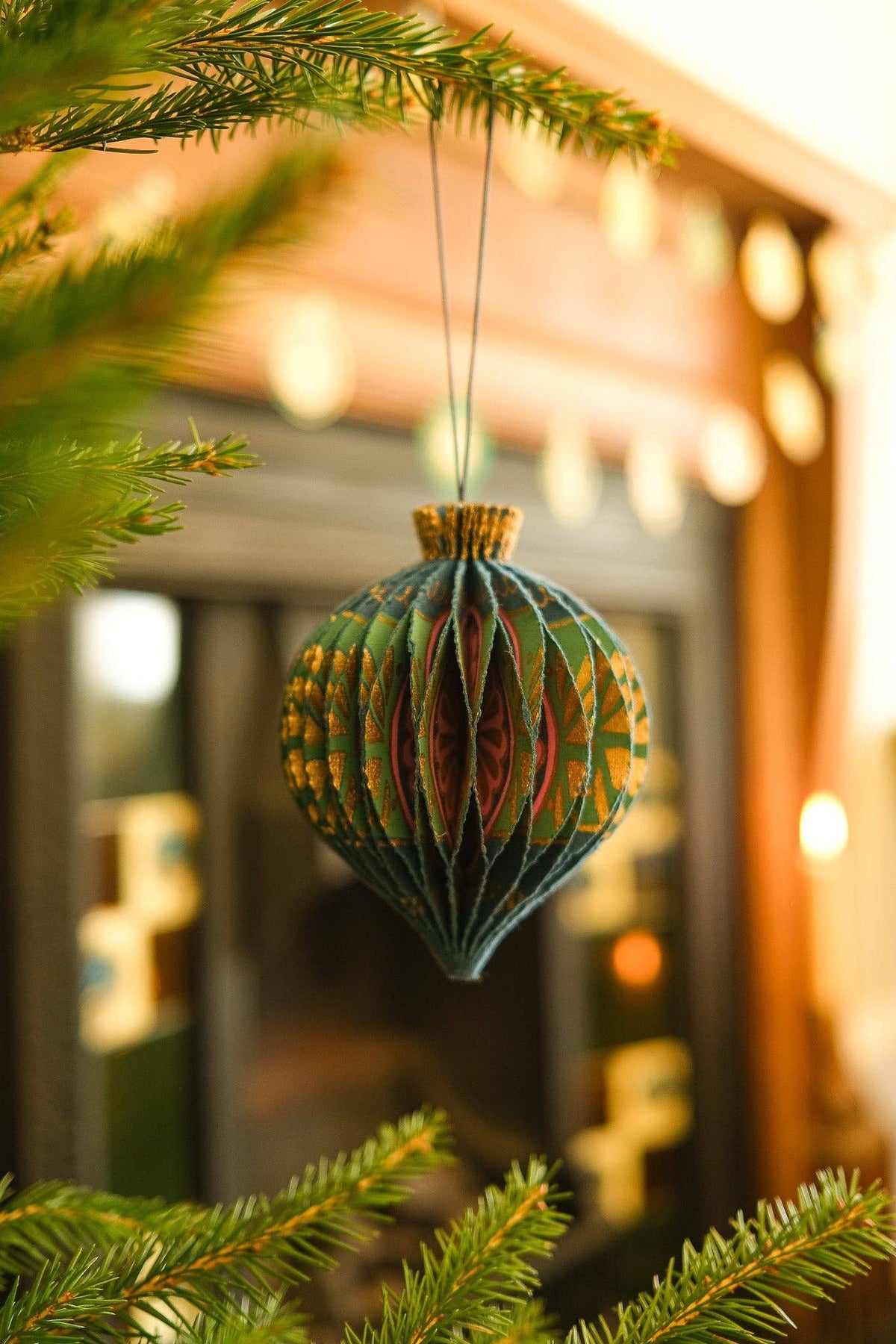 Blue Bauble Honeycomb Paper Ornament