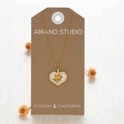 Vintage Japanese Porcelain Heart Necklace