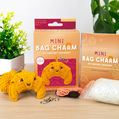 DIY Crochet Croissant Key Ring Kit