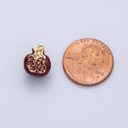 Pomegranate Charm Earring Charm 18k Gold Filled CZ