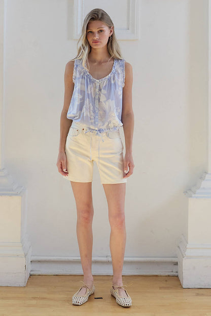 Floral Button-Front Cotton Blouse