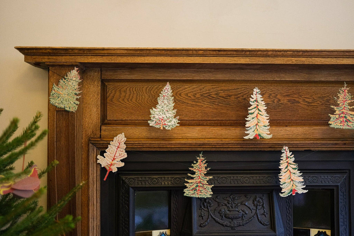 Forest Fir Tree Paper Christmas Garland, 3 Meters