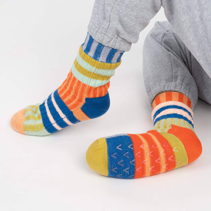 Patchwork Stripe Fleece Lined Knit House Socks