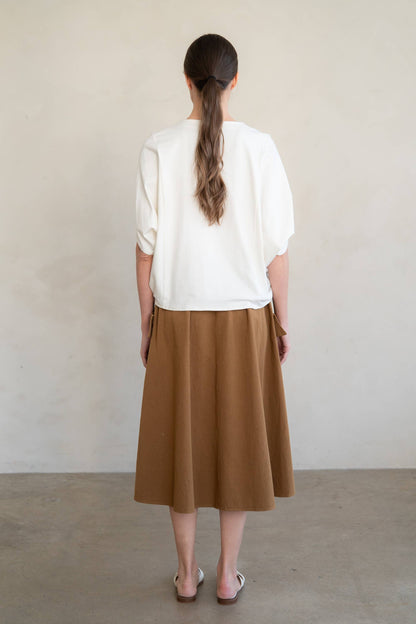 Gathered Drawstring Utility Midi Skirt