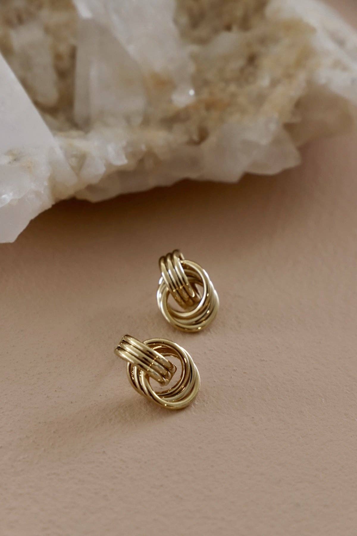 Gold Triple Knot Stud Earrings