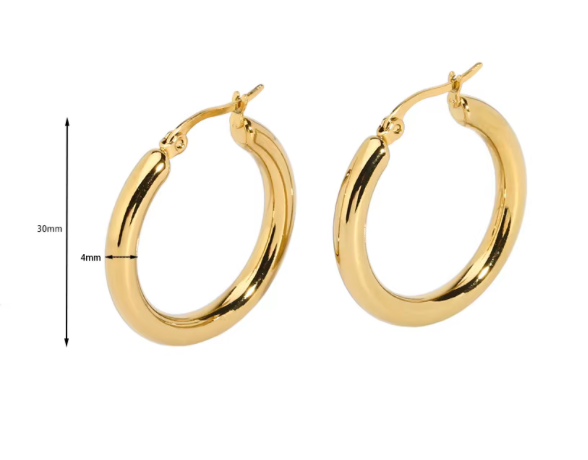 Chunky Classic Waterproof Hoop Earrings