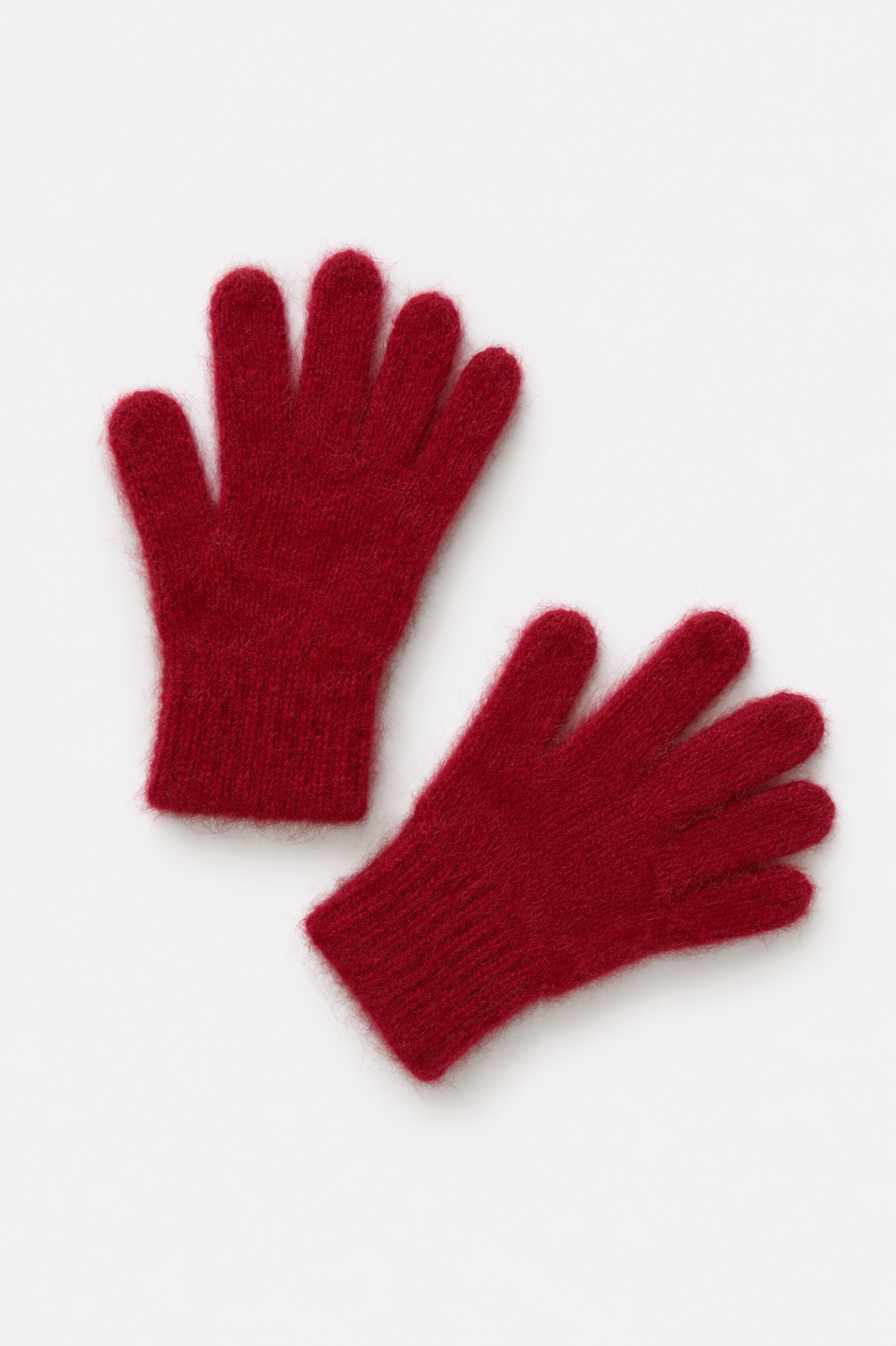 Crimson Red Alpaca Wool Gloves