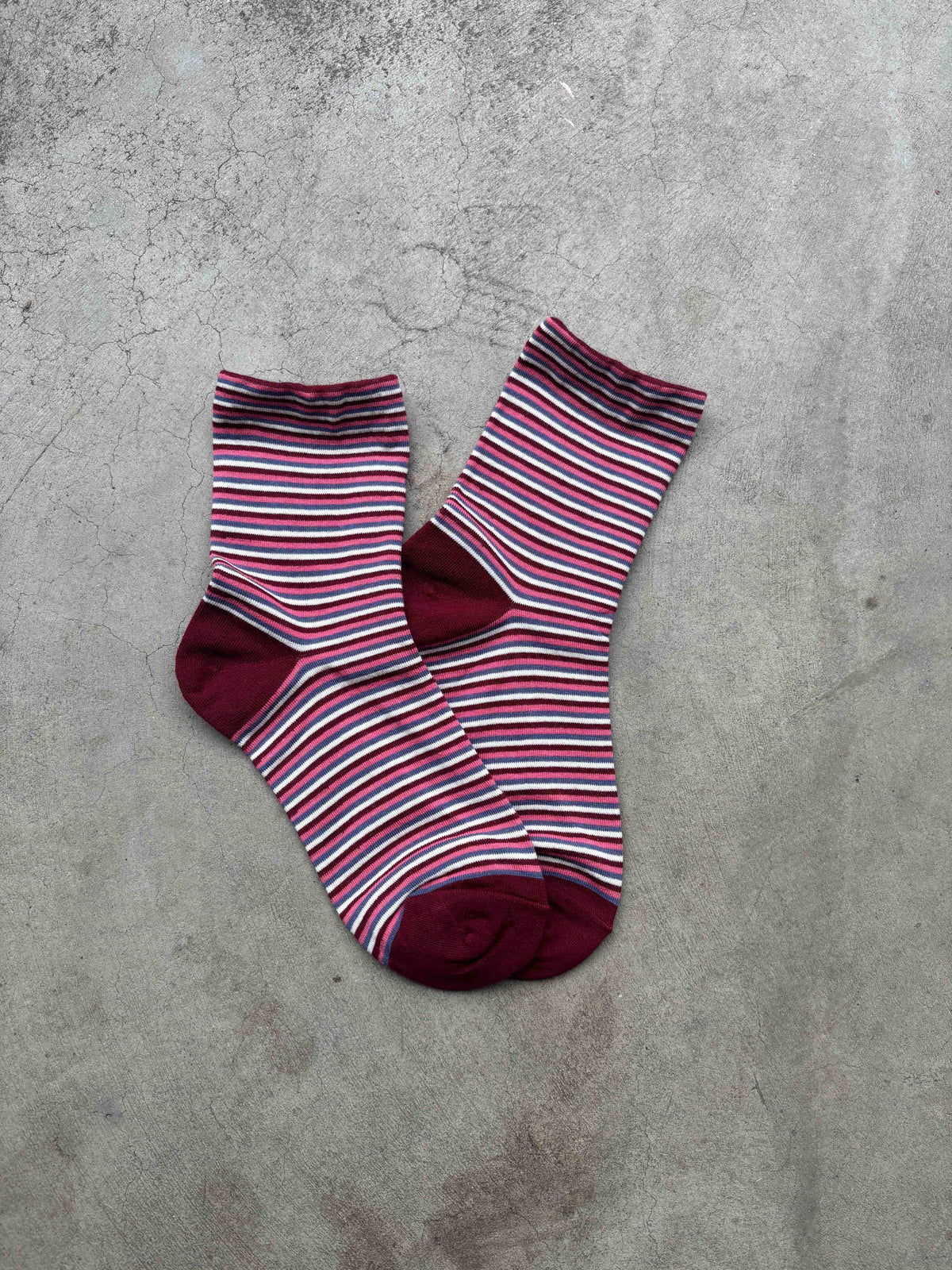Micro Stripe Cotton Crew Socks Retro Colors