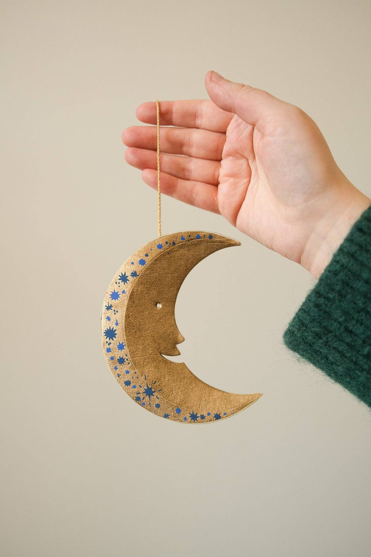 Shimmering Man on the Moon Paper Ornament