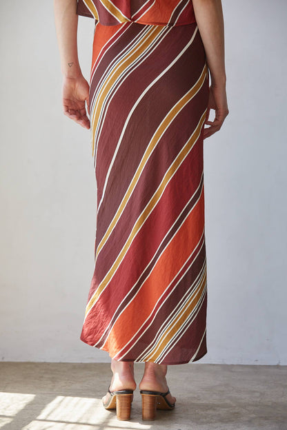 Striped Flare Maxi Skirt (Rayon/Nylon)